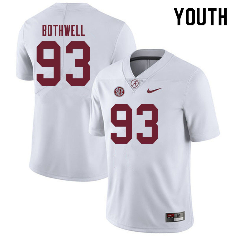 Alabama Crimson Tide Youth Landon Bothwell #93 White NCAA Nike Authentic Stitched 2019 College Football Jersey QD16K85WD